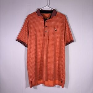 Greyson Geometric Orange Polo Golf Shirt Size Large